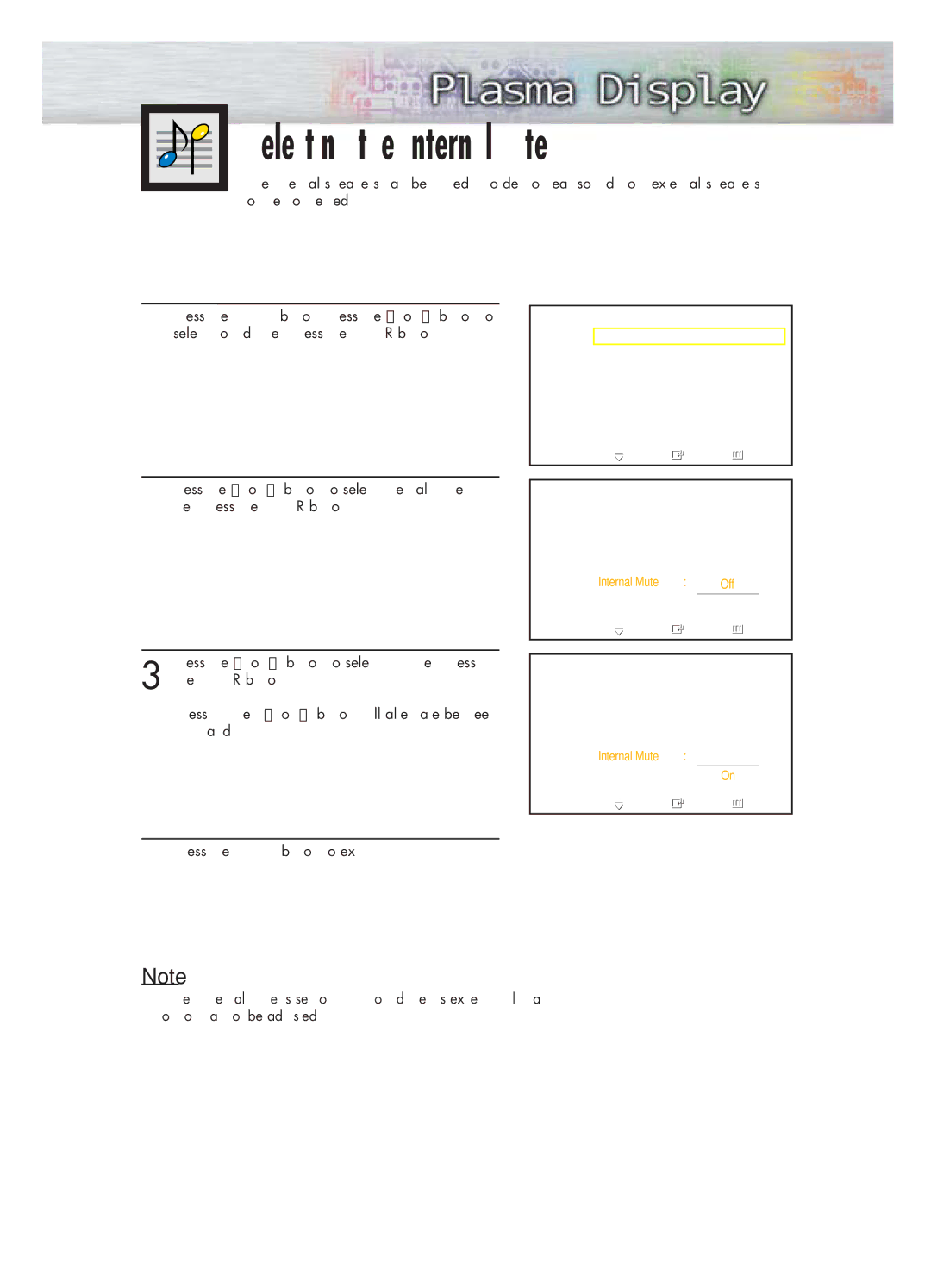 Samsung HP-P4271 manual Selecting the Internal Mute 