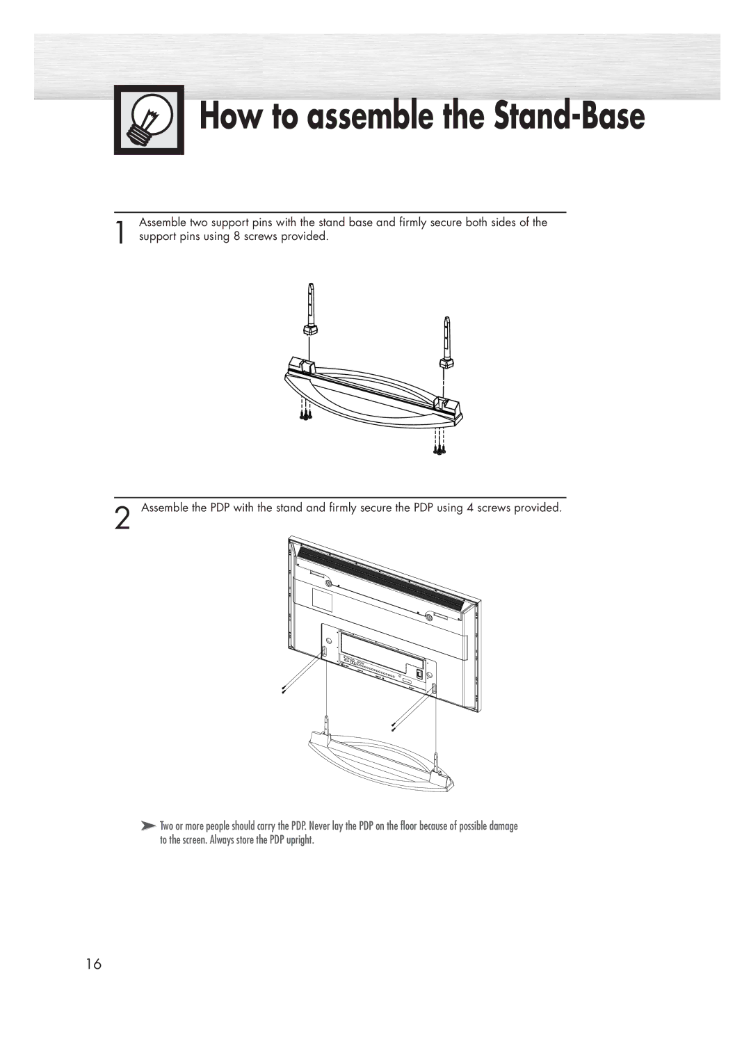 Samsung HP-P5031 manual How to assemble the Stand-Base 