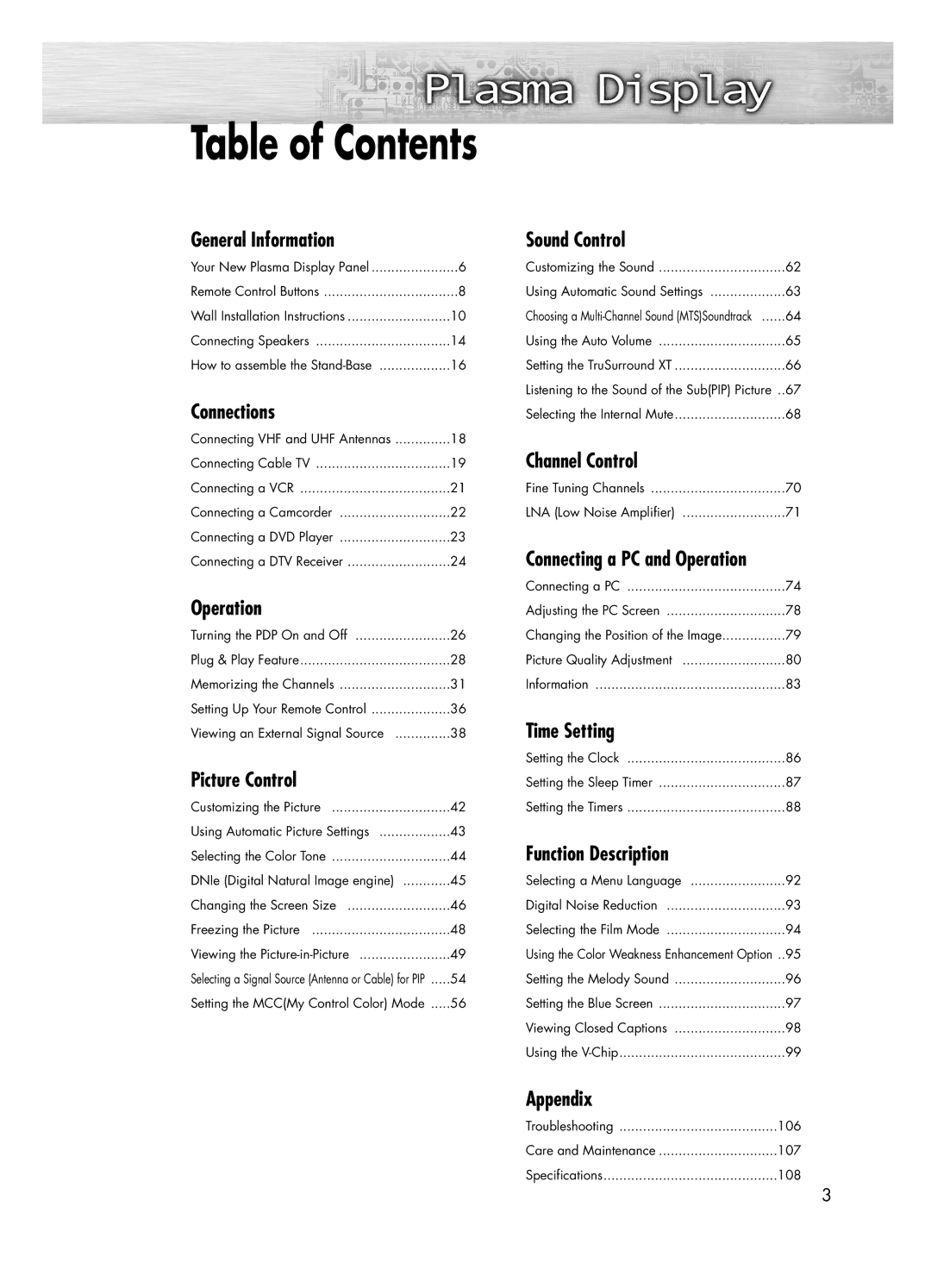 Samsung HP-P5031 manual Table of Contents 