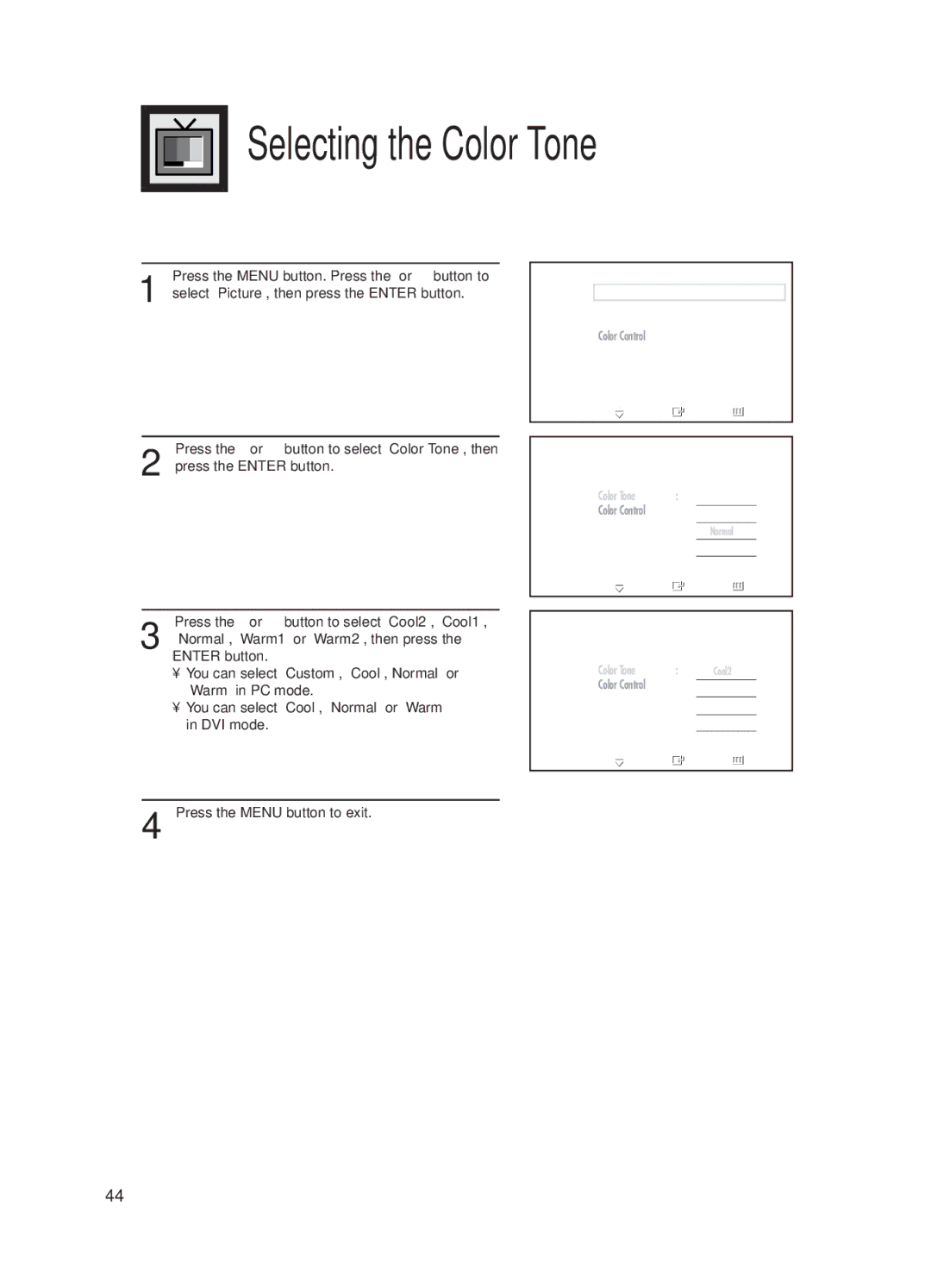 Samsung HP-P5031 manual Selecting the Color Tone 