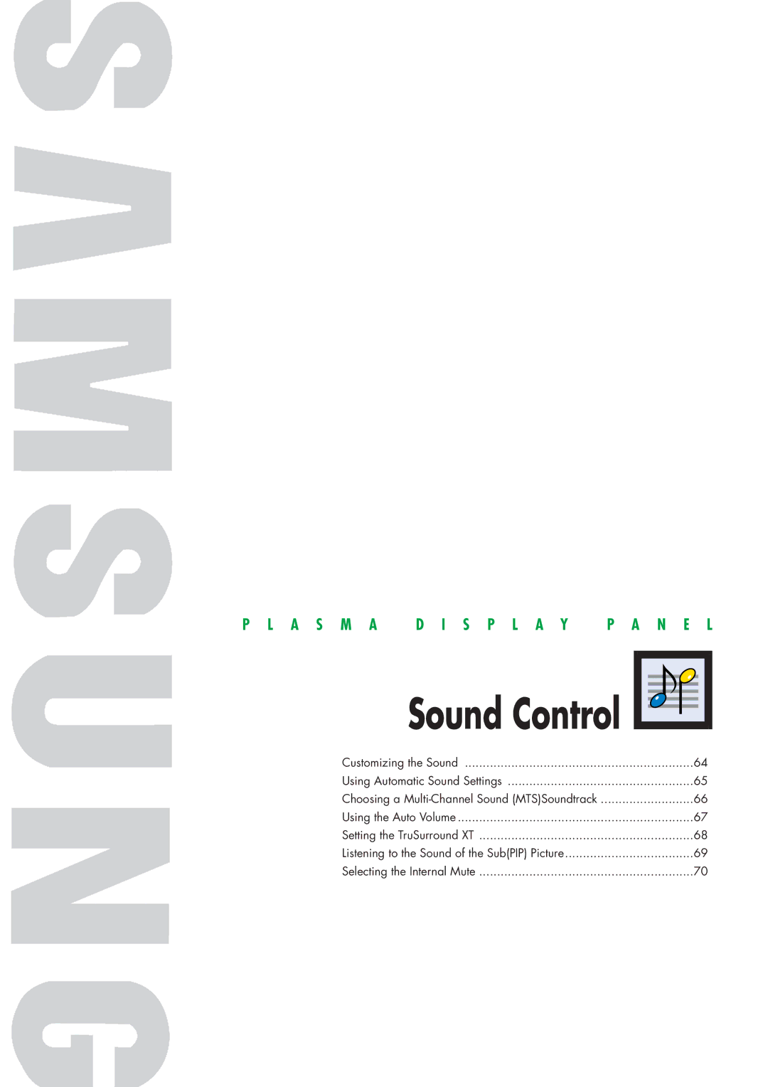 Samsung HP-P5071 manual Sound Control 