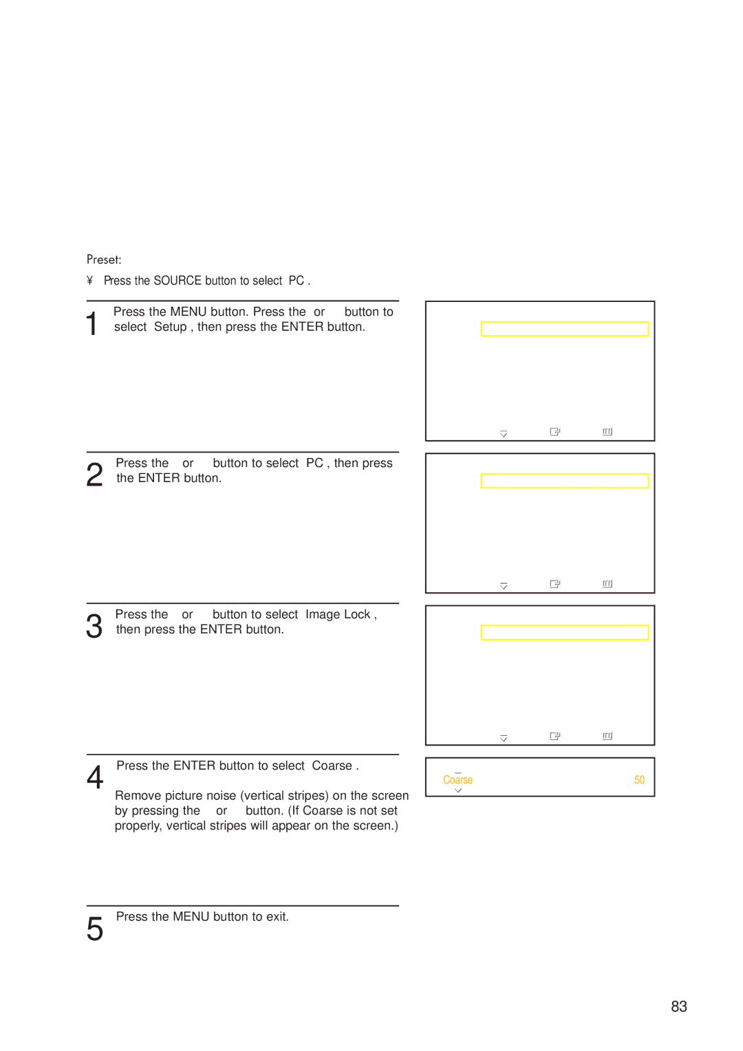 Samsung HP-P5071 manual Coarse Adjustment 