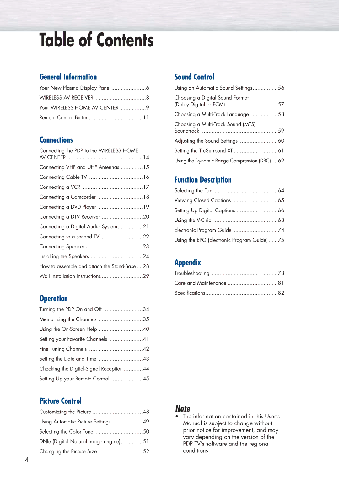 Samsung HP-P5091 manual Table of Contents 