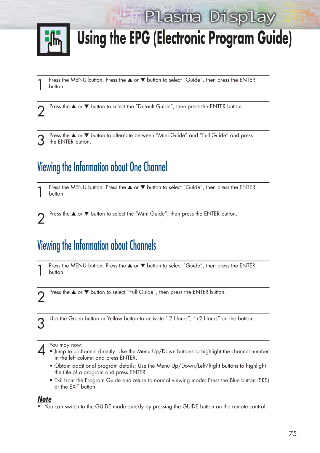 Samsung HP-P5091 manual Viewing the Information about One Channel, Viewing the Information about Channels 