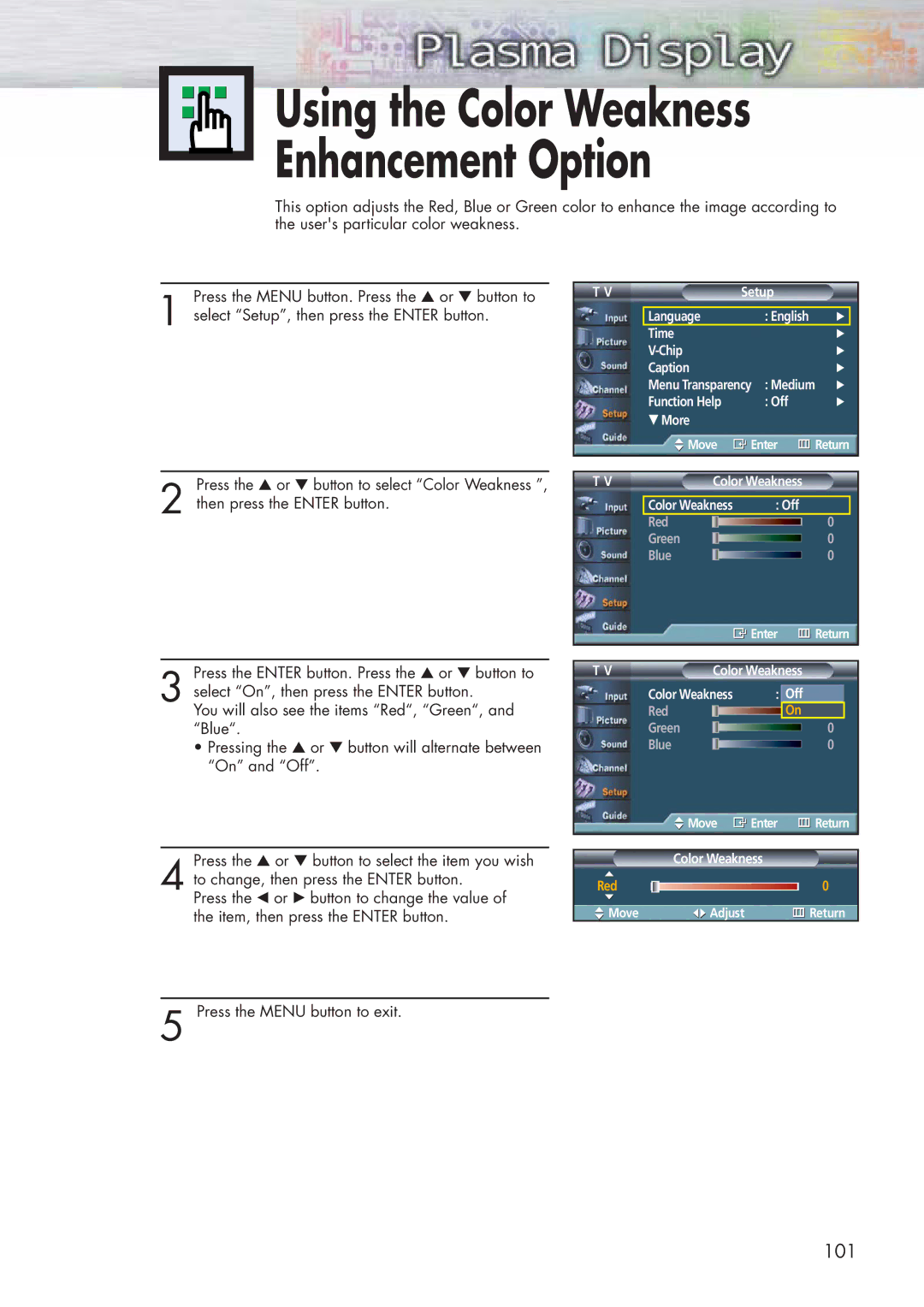 Samsung HP-P5581 manual Using the Color Weakness Enhancement Option 