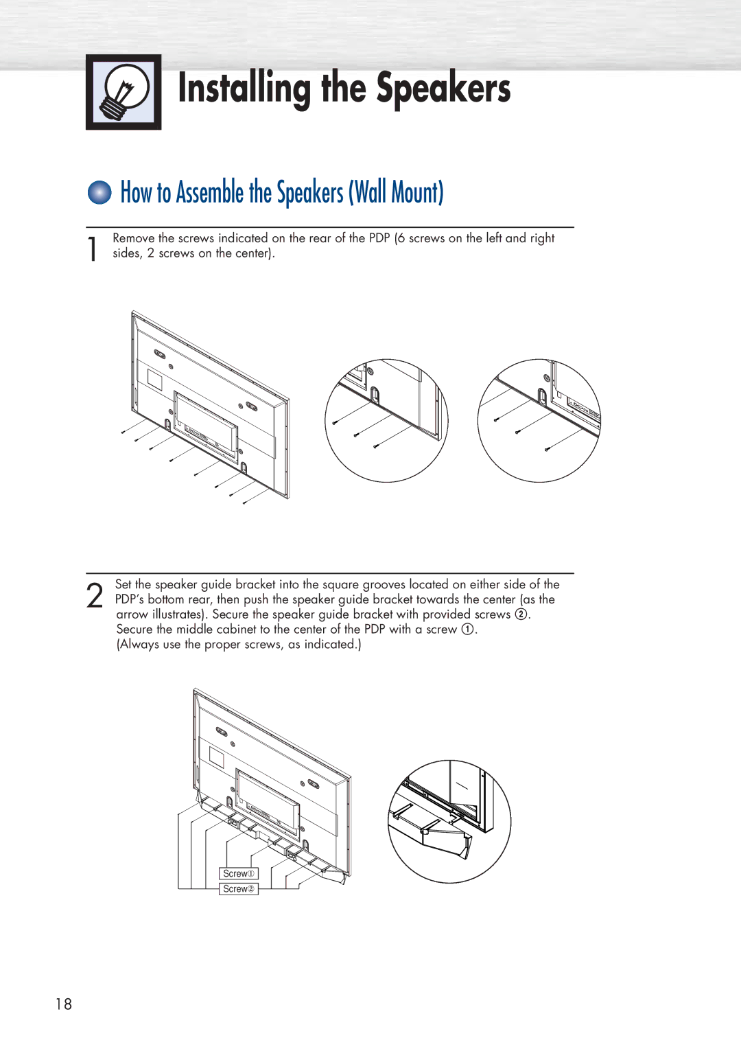 Samsung HP-P5581 manual How to Assemble the Speakers Wall Mount 