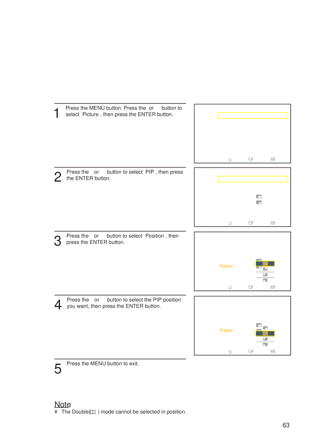 Samsung HP-P5581 manual Changing the Location of the PIP Image 