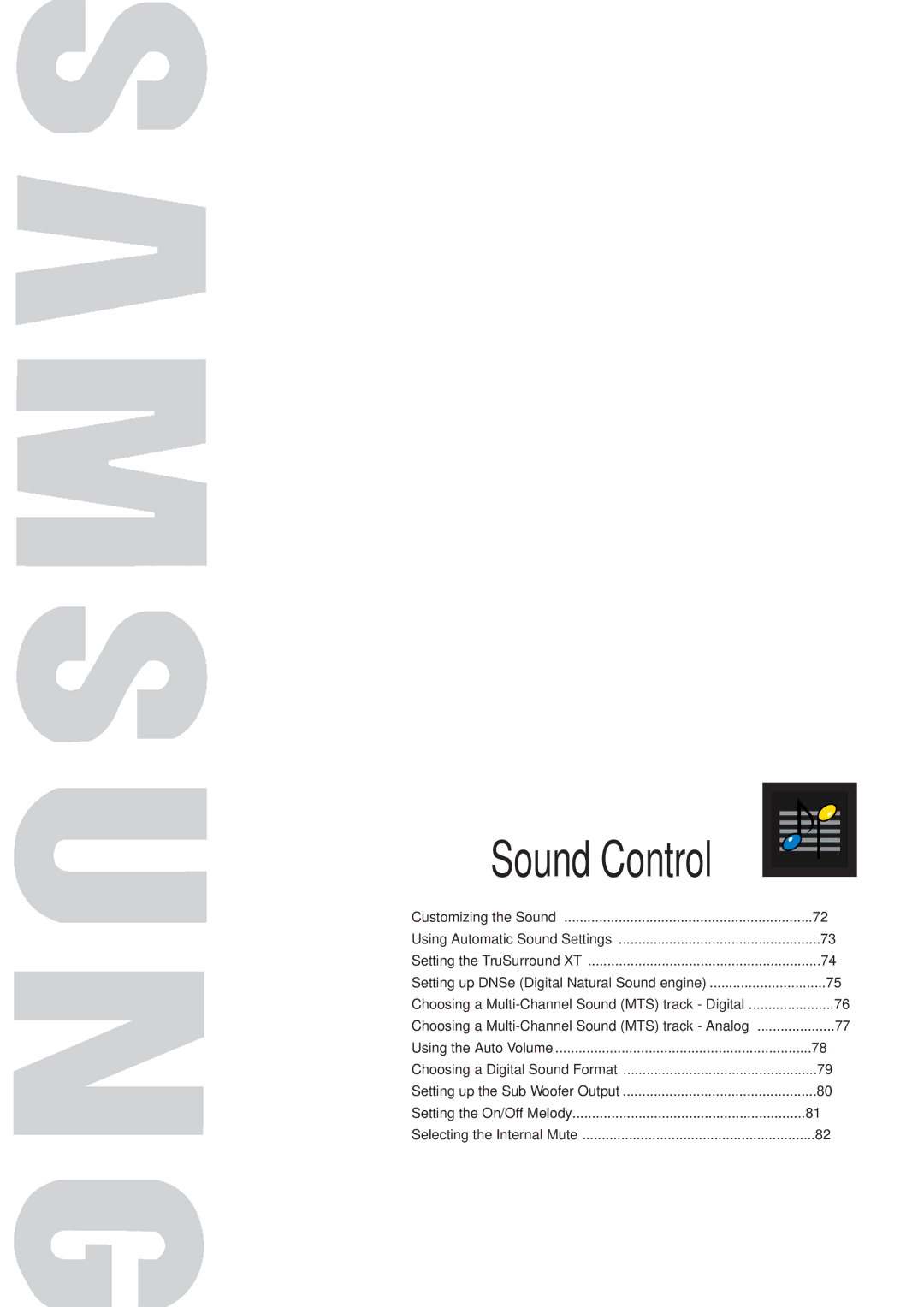 Samsung HP-P5581 manual Sound Control 