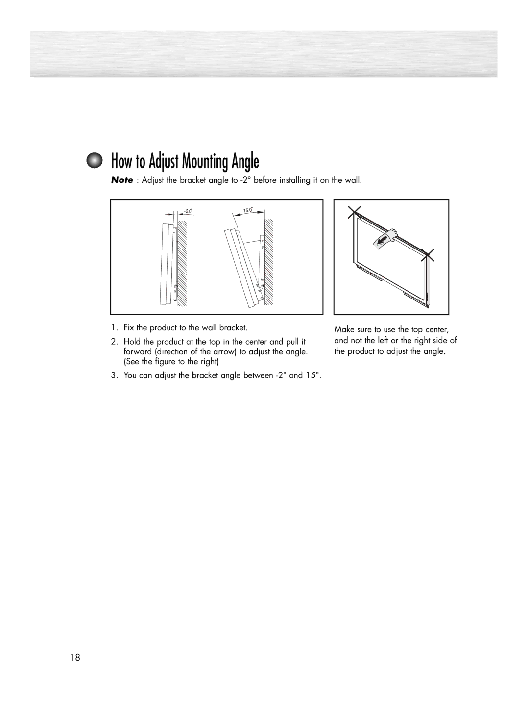 Samsung HP-R4272 manual How to Adjust Mounting Angle 