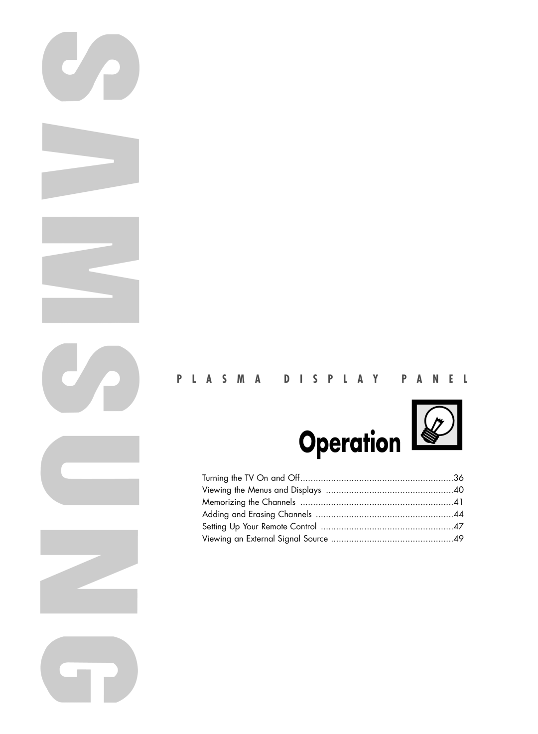 Samsung HP-R4272 manual Operation 