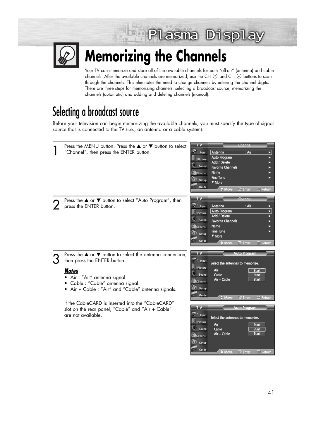 Samsung HP-R4272 manual Memorizing the Channels, Channel, then press the Enter button 