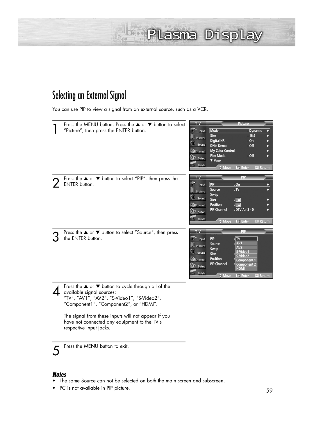 Samsung HP-R4272 manual Selecting an External Signal 