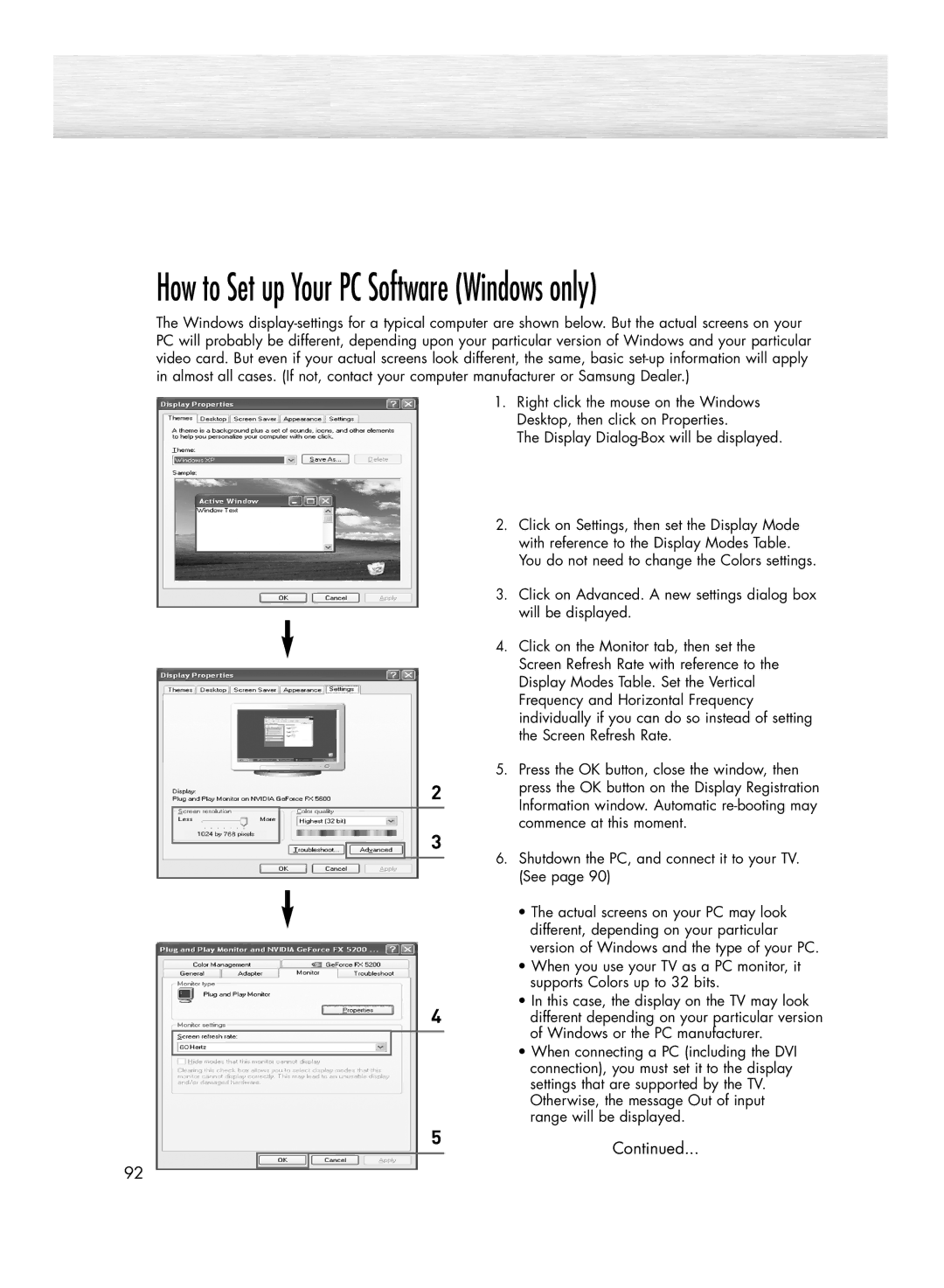 Samsung HP-R4272 manual How to Set up Your PC Software Windows only, Display Dialog-Box will be displayed 