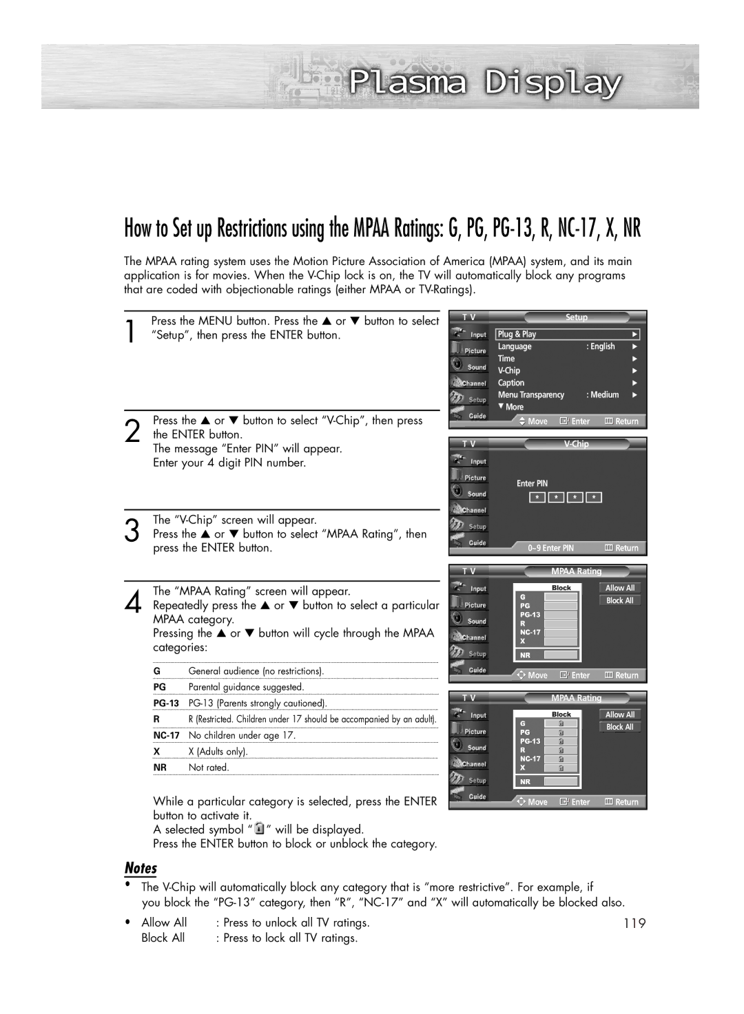 Samsung HP-R4252C, HP-R5052C manual 119 