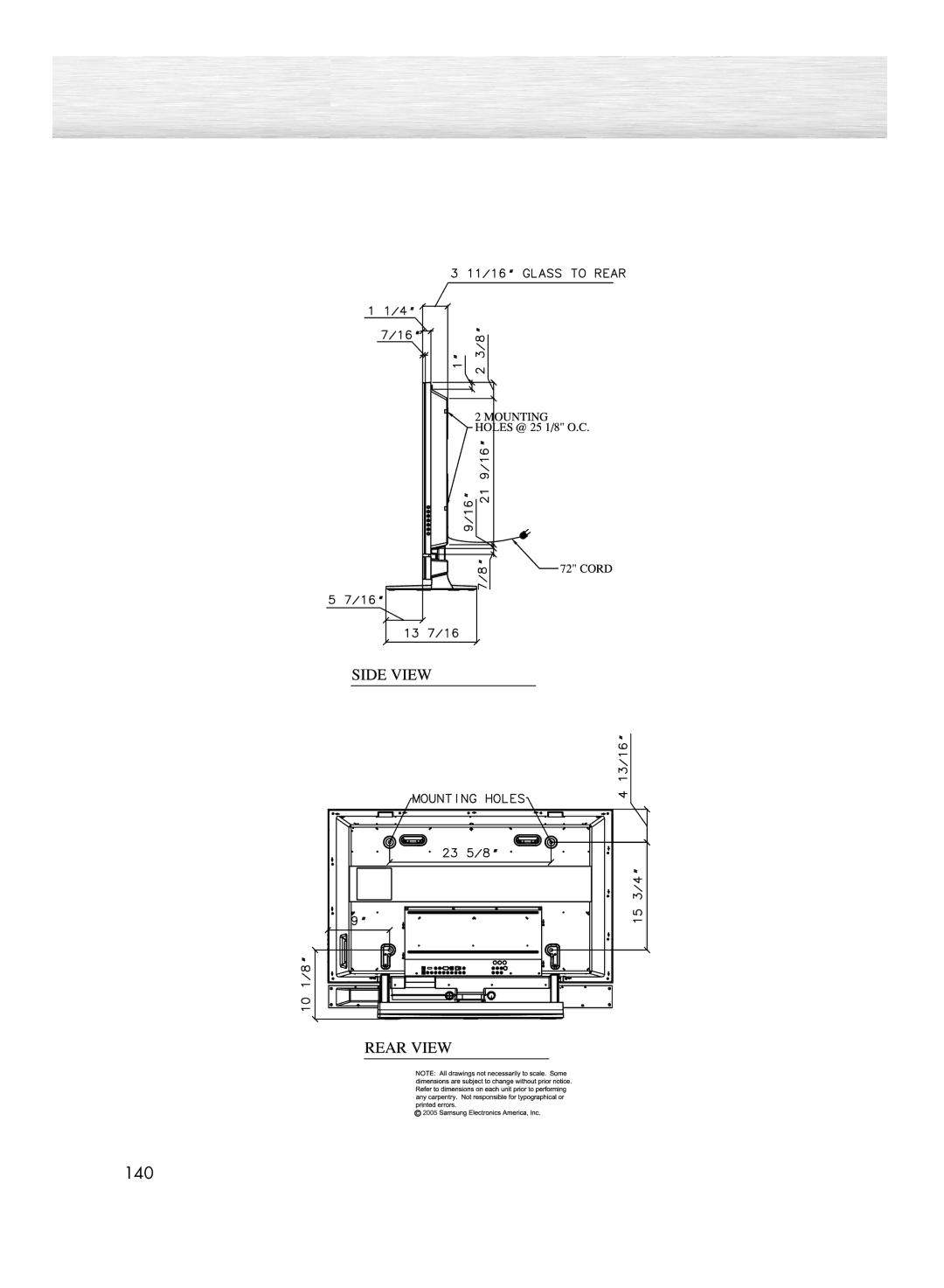 Samsung HP-R5052C, HP-R4252C manual 140 