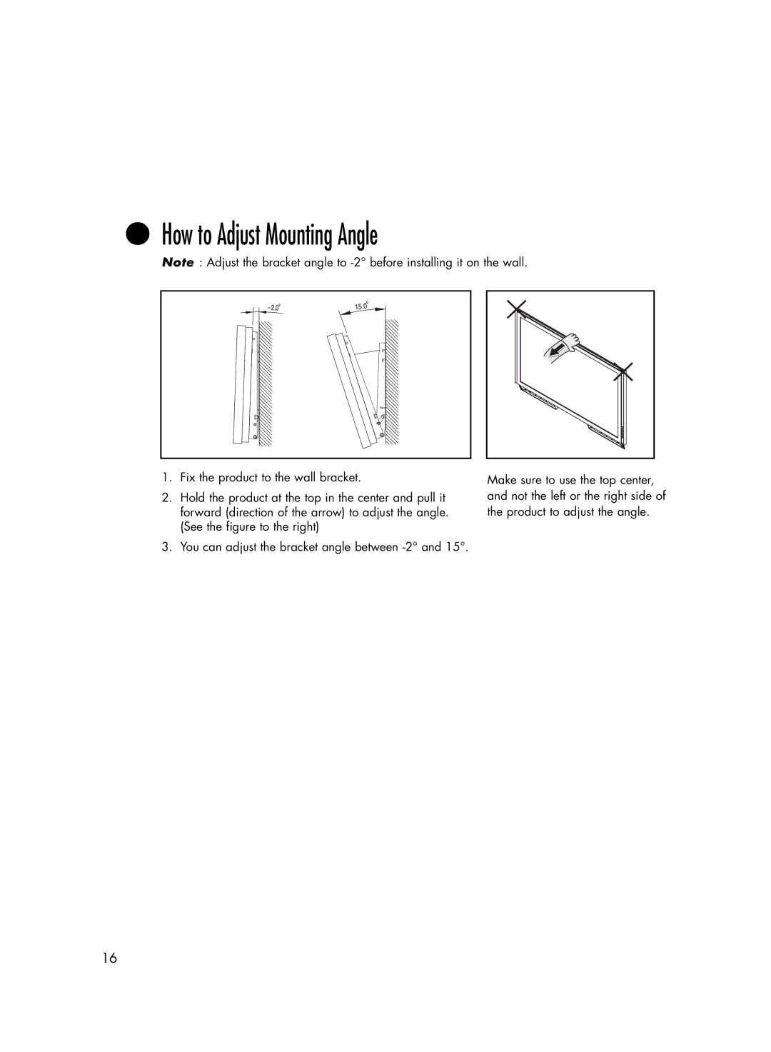 Samsung HP-R5052C, HP-R4252C manual How to Adjust Mounting Angle 