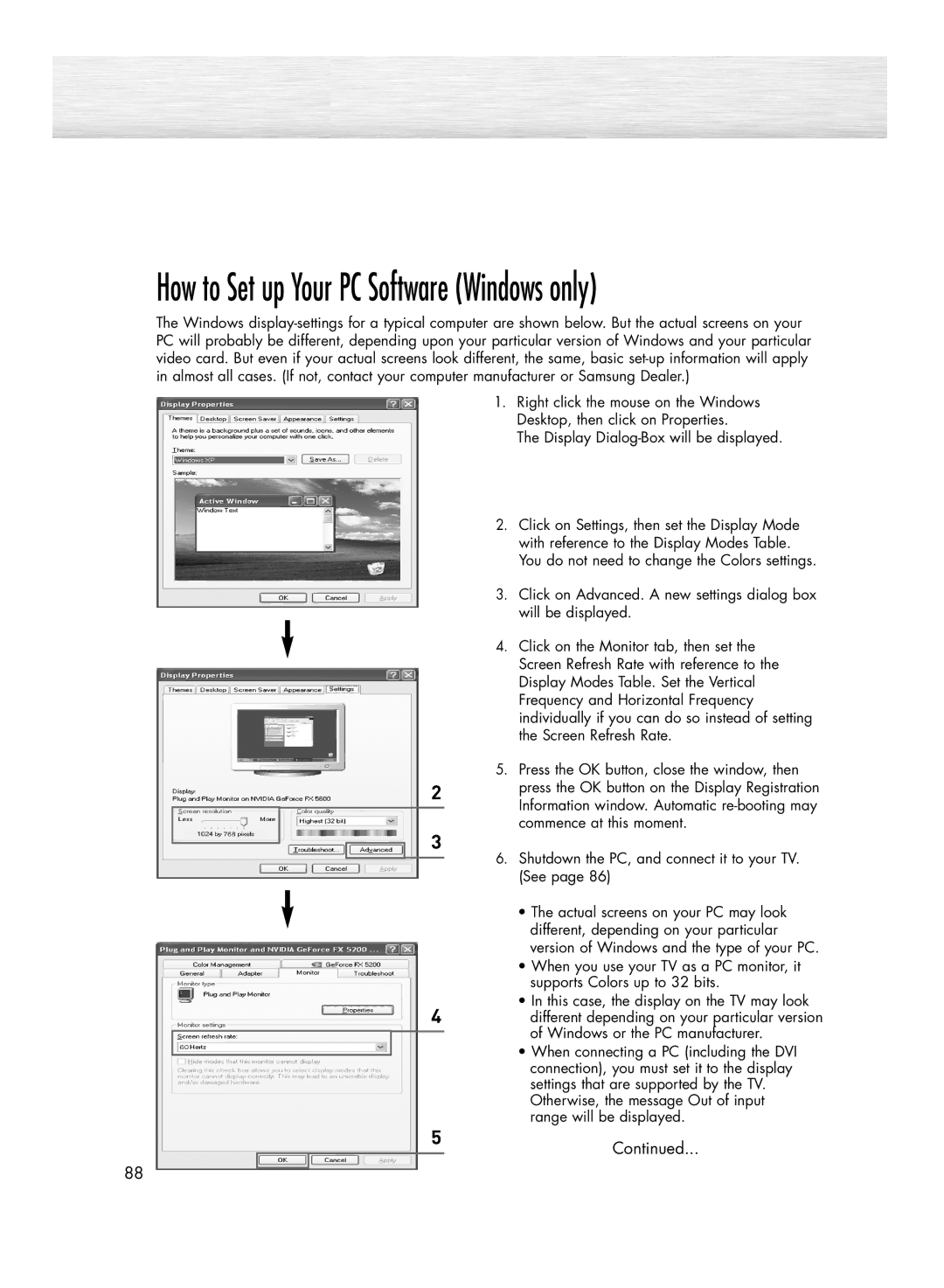 Samsung HP-R5052C, HP-R4252C manual How to Set up Your PC Software Windows only, Display Dialog-Box will be displayed 