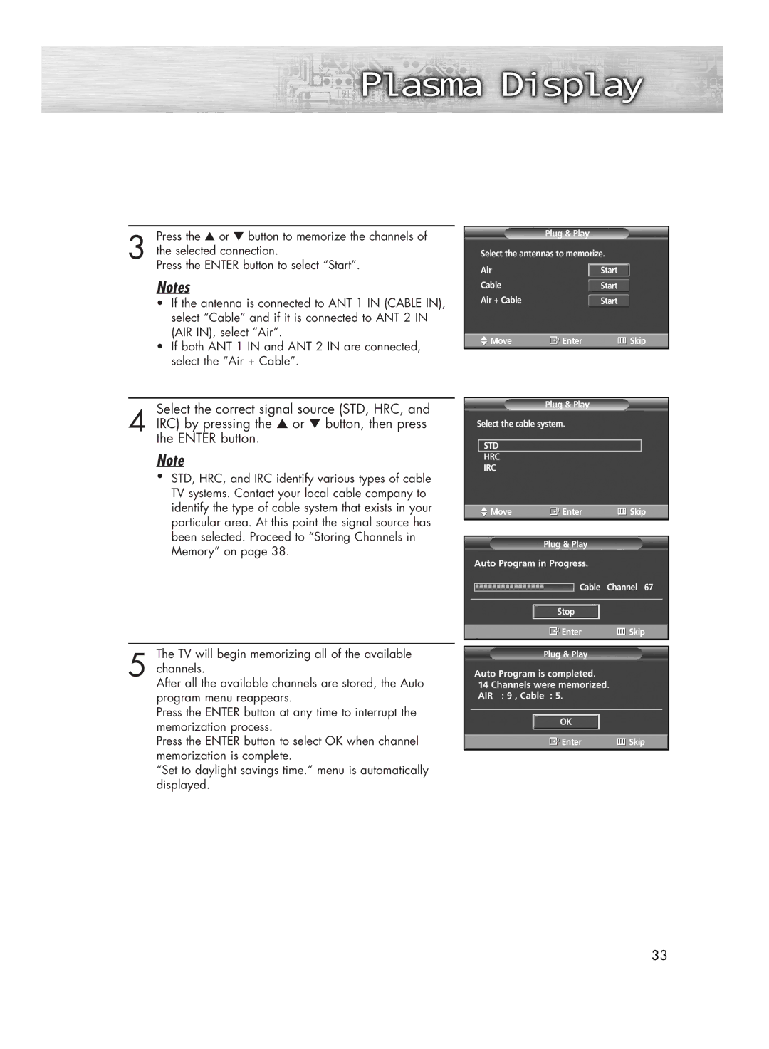 Samsung HP-R4272C, HP-R5072C manual Std Hrc Irc 