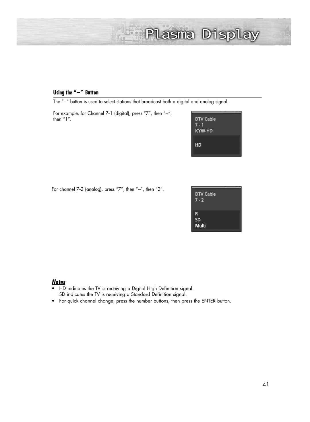 Samsung HP-R4272C, HP-R5072C manual Using the Button, Kyw-Hd 