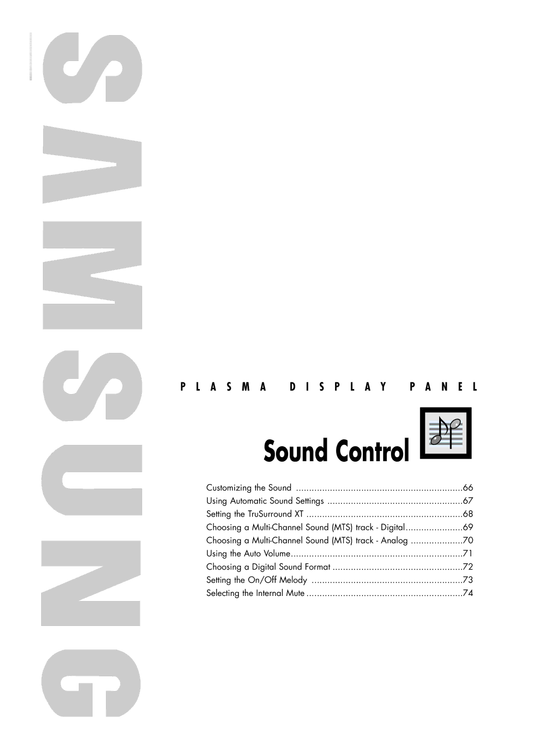 Samsung HP-R4272C, HP-R5072C manual Sound Control 