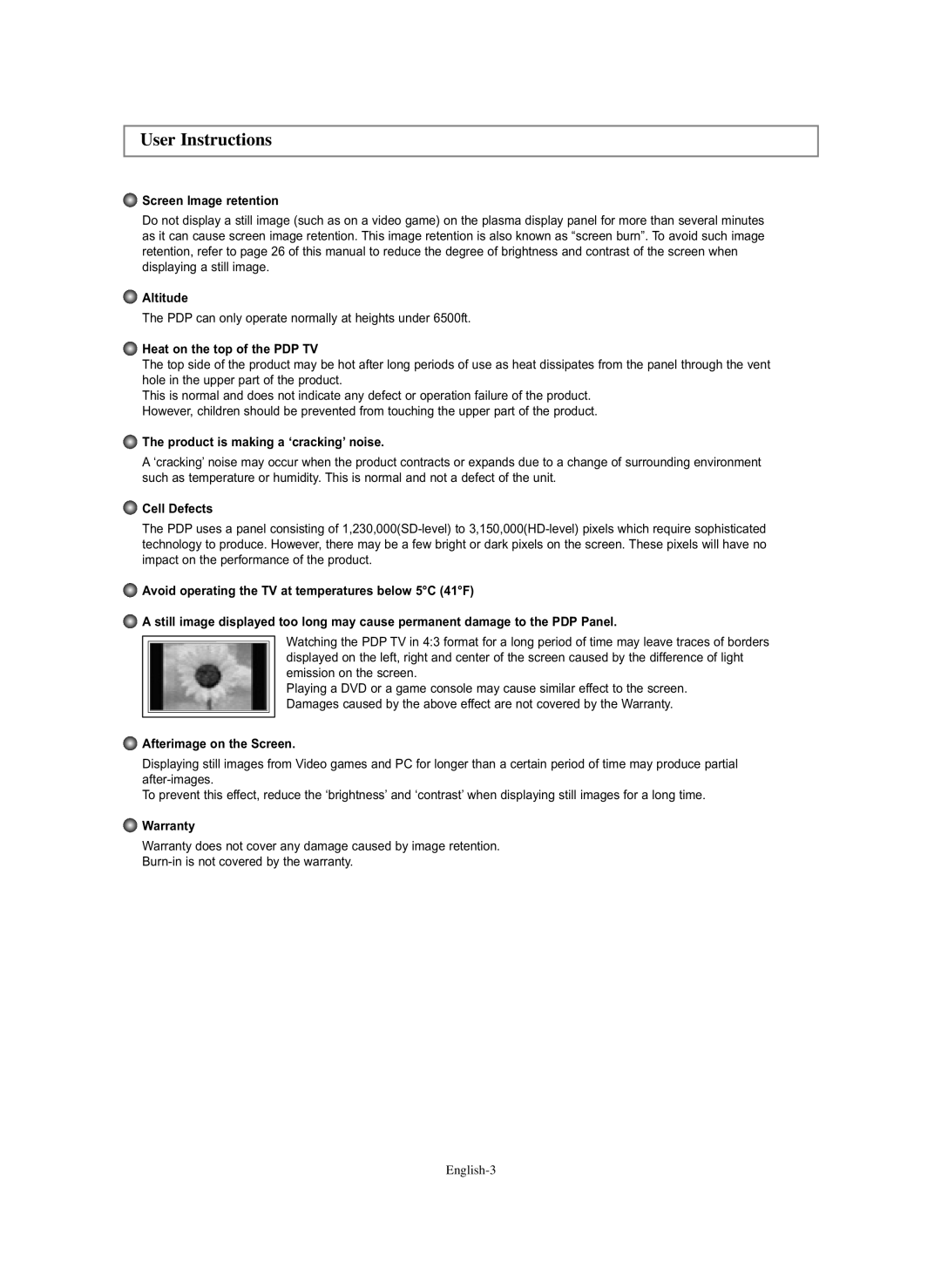 Samsung HP-S5073, HP-S4273 manual User Instructions 