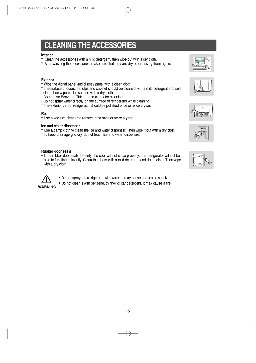 Samsung RH2777AT, HP2777AT installation instructions Cleaning the Accessories 