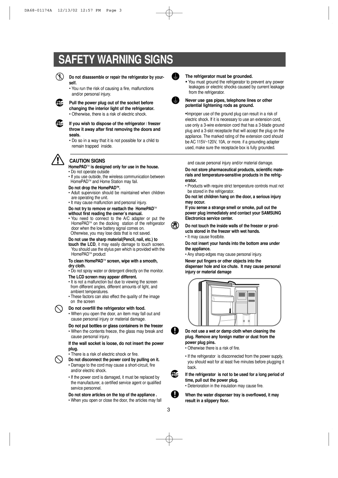 Samsung RH2777AT, HP2777AT installation instructions To clean HomePADTM screen, wipe with a smooth, dry cloth 