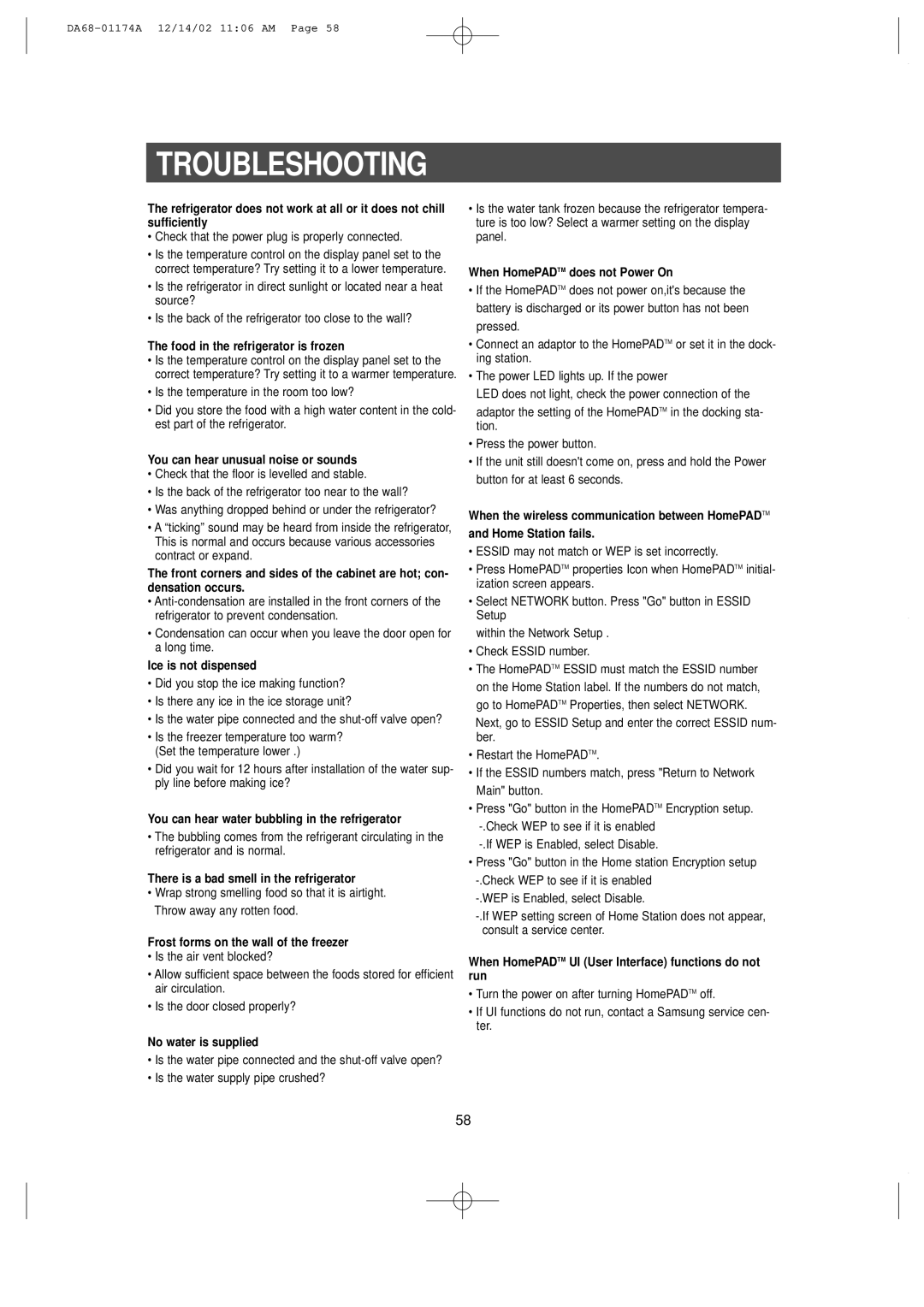 Samsung HP2777AT, RH2777AT installation instructions Troubleshooting, Check that the power plug is properly connected 