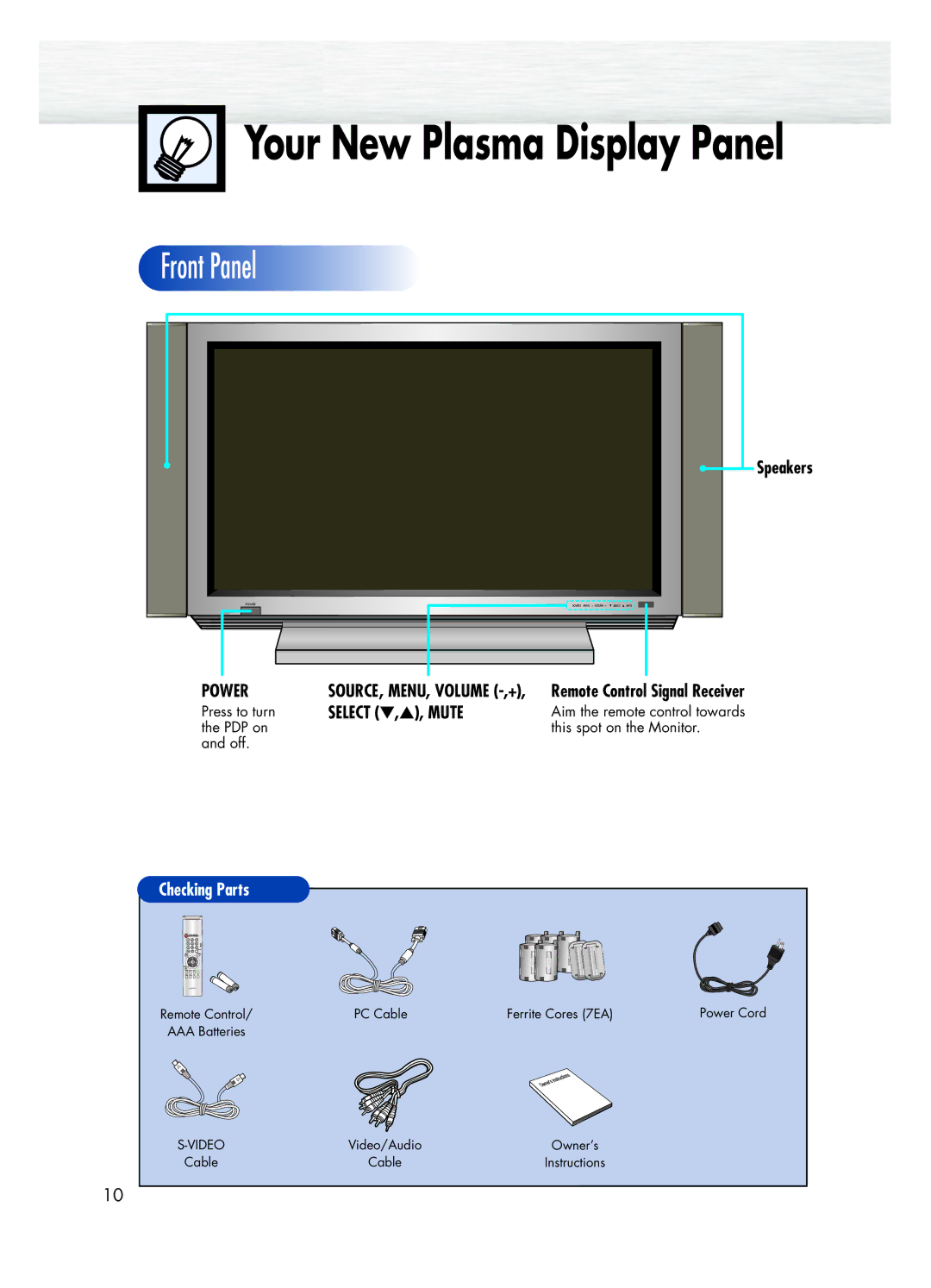 Samsung HPL5025 manual Your New Plasma Display Panel, Select , , Mute 