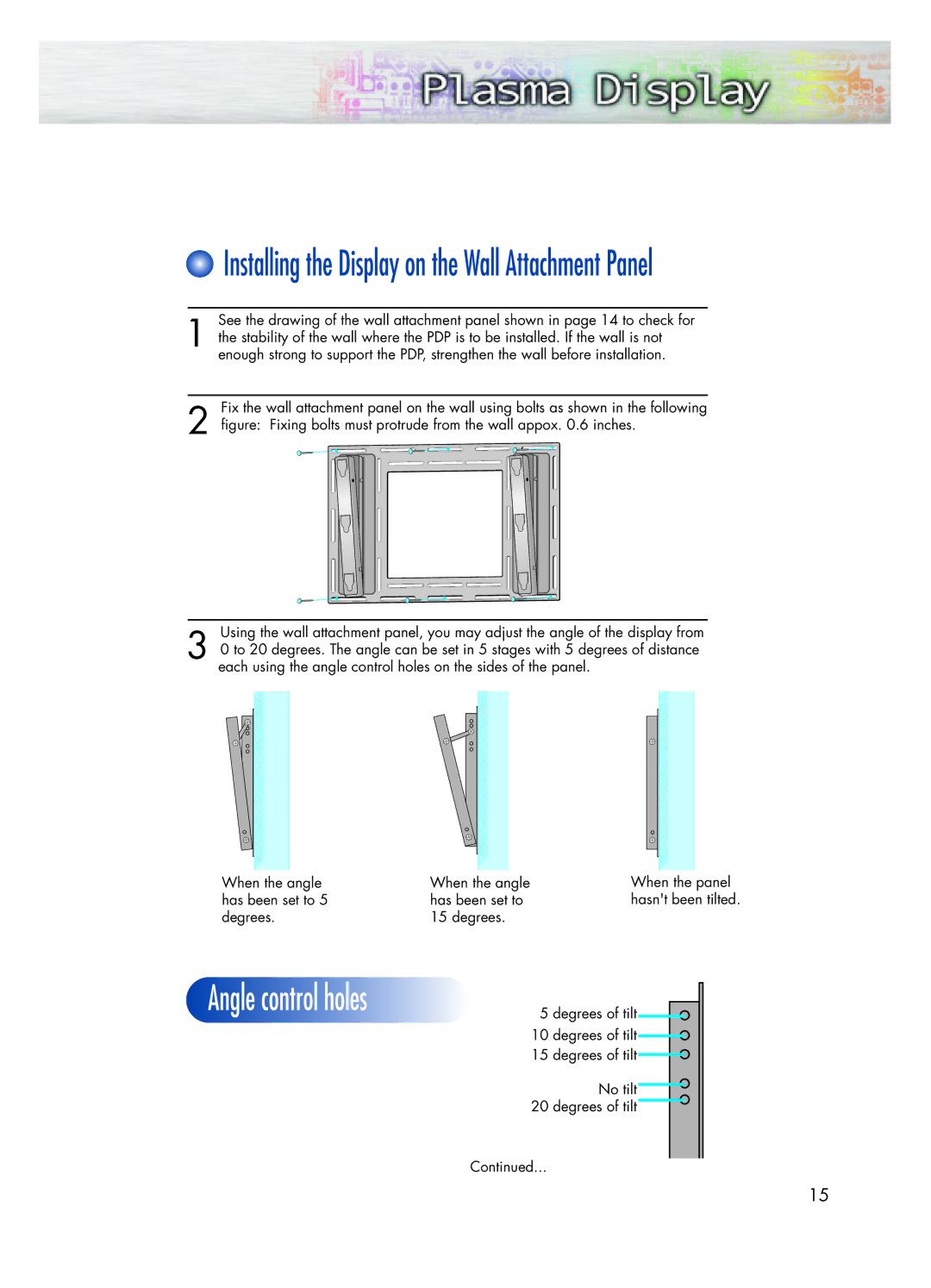 Samsung HPL5025 manual Installing the Display on the Wall Attachment Panel 