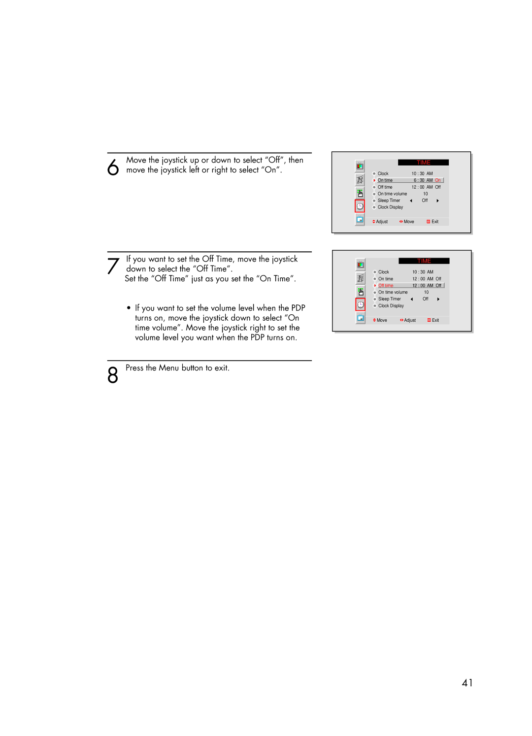 Samsung HPL5025 manual Off time 