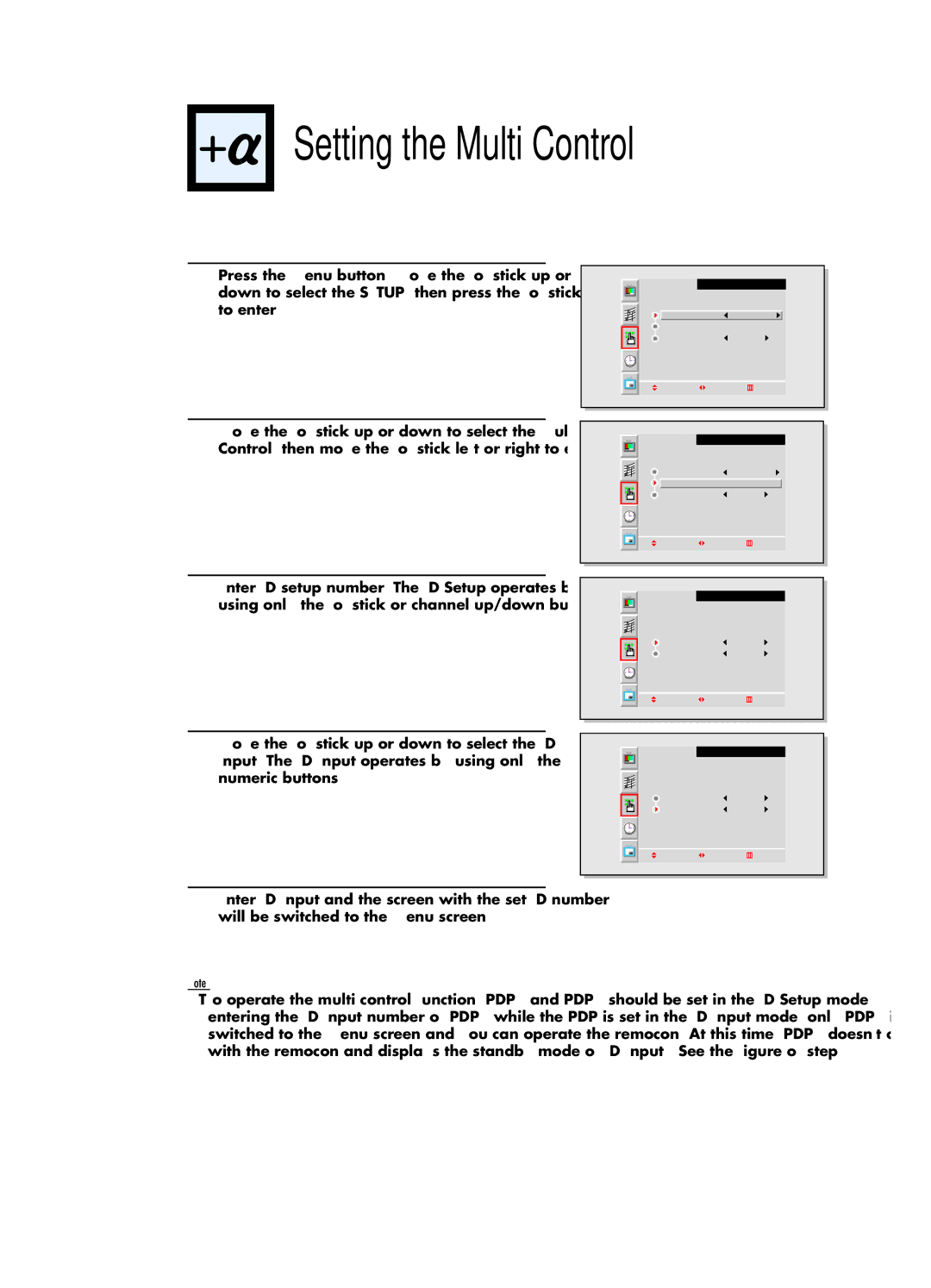 Samsung HPL5025 manual Setting the Multi Control 