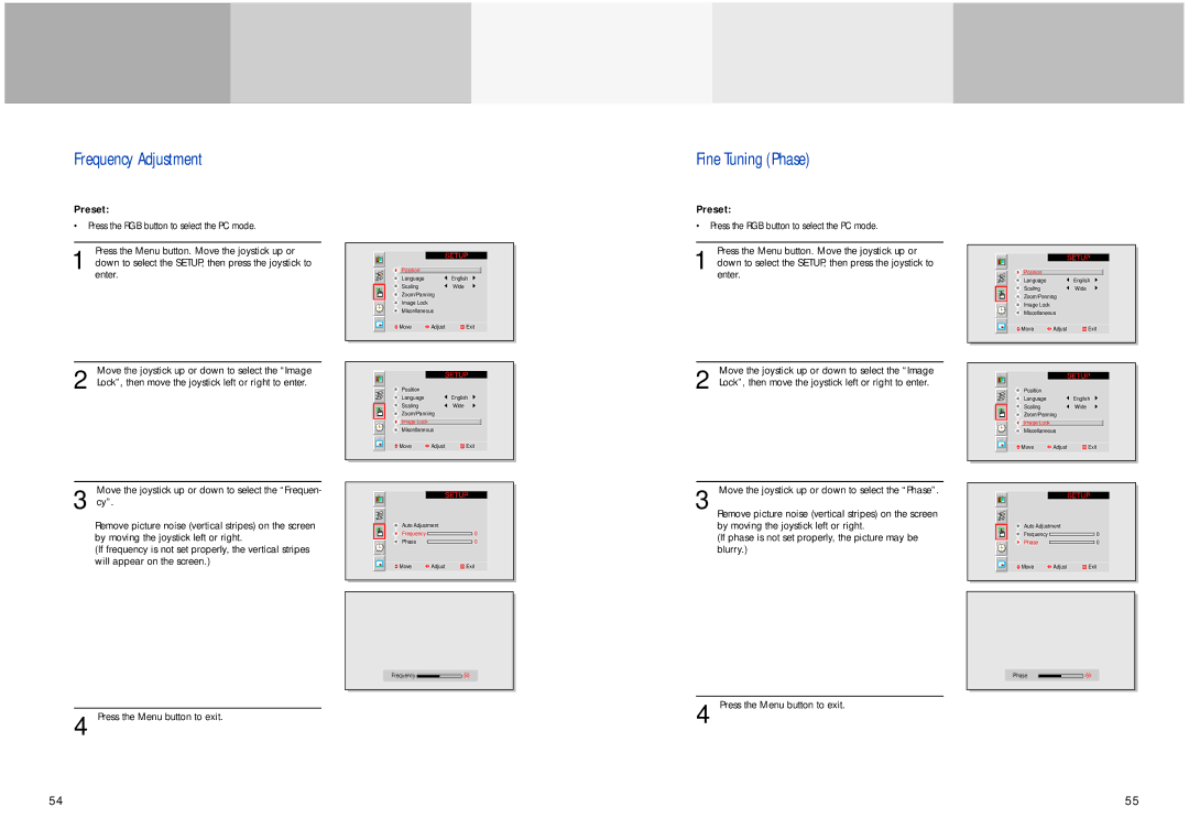 Samsung HPL5025 manual Frequency Adjustment, Fine Tuning Phase 