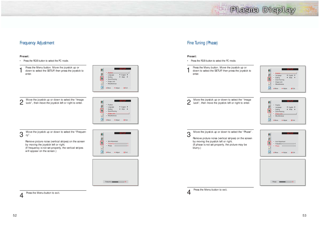 Samsung HPM5027 manual Frequency Adjustment, Fine Tuning Phase 