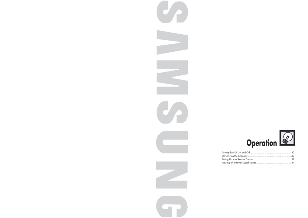 Samsung HPN4239 manual Operation 