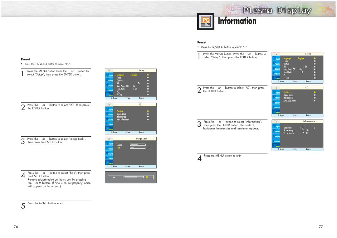 Samsung HPN4239 manual Information, Fine Tuning Fine 