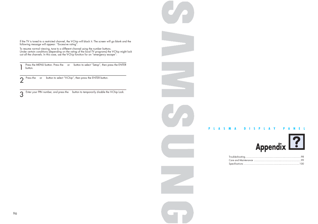 Samsung HPN4239 manual Appendix 