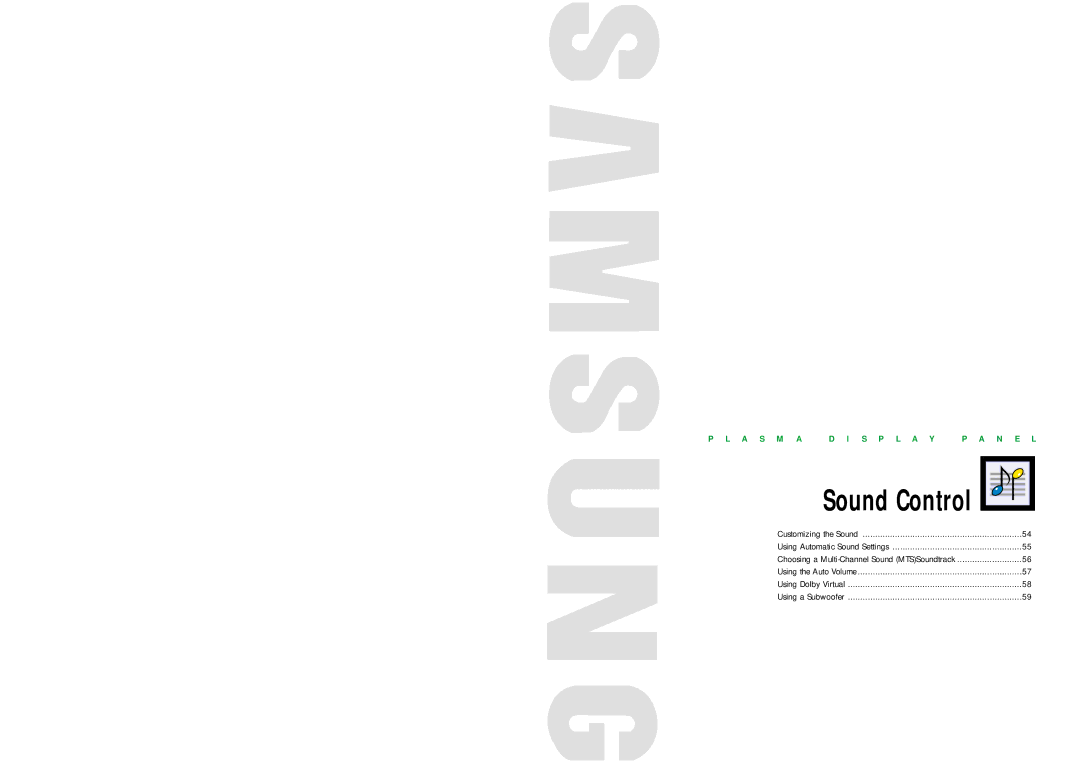 Samsung HPN5039, HPN6339 manual Sound Control 