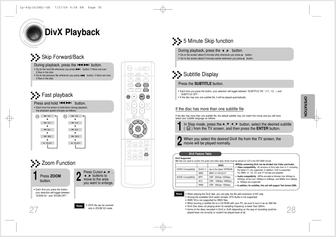 Samsung HT-410HD instruction manual DivX Playback 