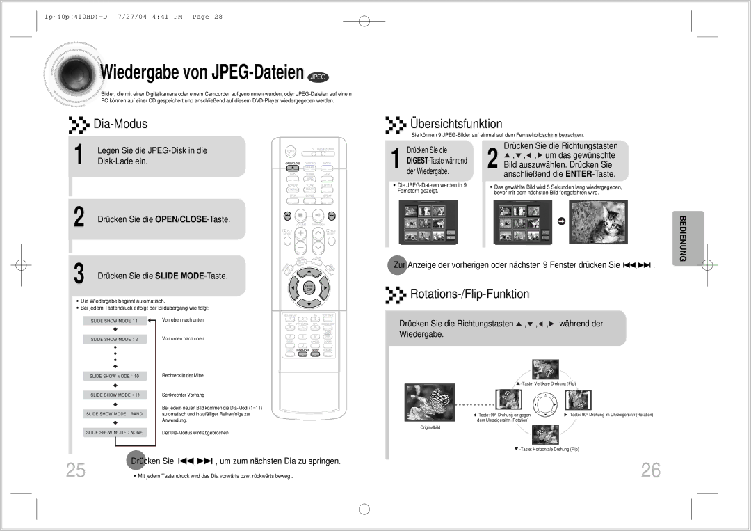 Samsung HT-410HDRH/ELS manual Drücken Sie die Slide MODE-Taste, Drücken Sie die Richtungstasten Um das gewünschte 