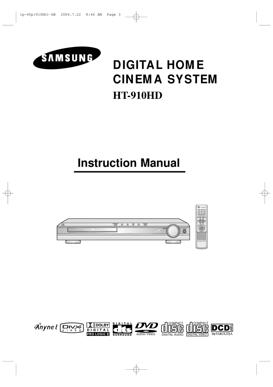 Samsung HT-910HDRH/EDC manual Digitales HEIMKINO-SYSTEM 