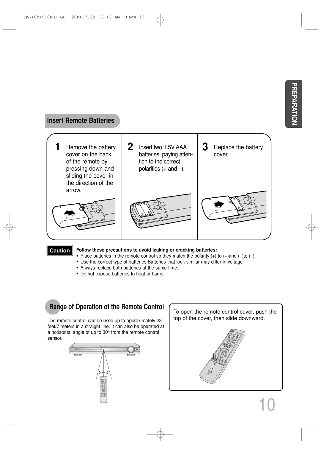 Samsung HT-910HDRH/XFO, HT-910HDRH/EDC manual Insert Remote Batteries 