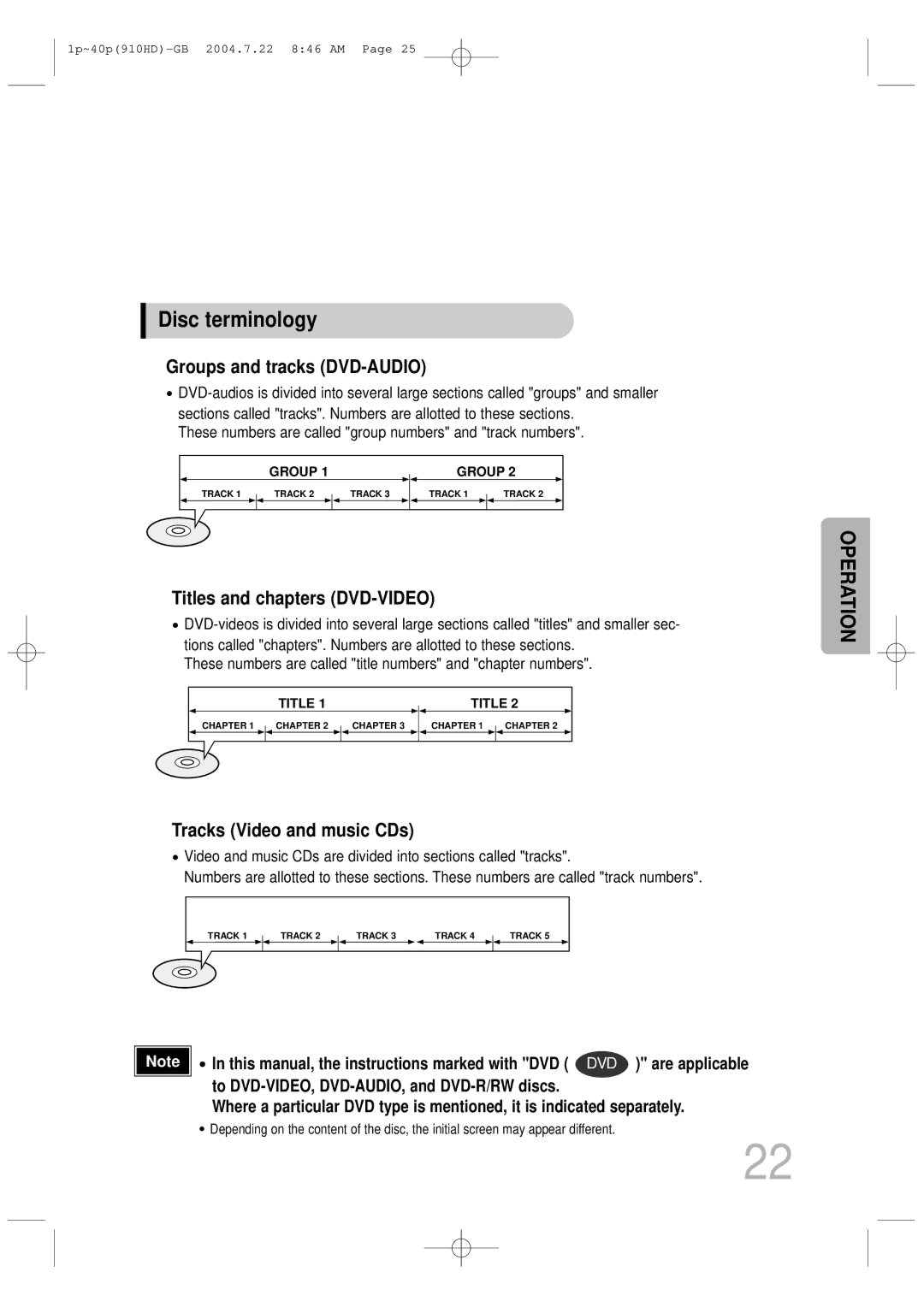 Samsung HT-910HDRH/XFO, HT-910HDRH/EDC manual Disc terminology, Groups and tracks DVD-AUDIO 