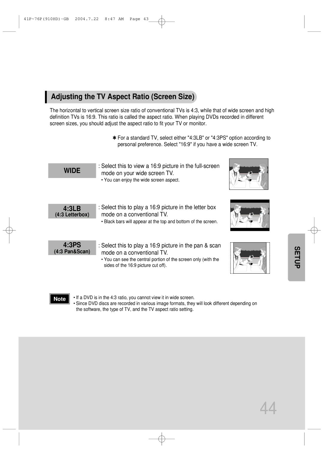 Samsung HT-910HDRH/XFO, HT-910HDRH/EDC manual Adjusting the TV Aspect Ratio Screen Size, Wide 