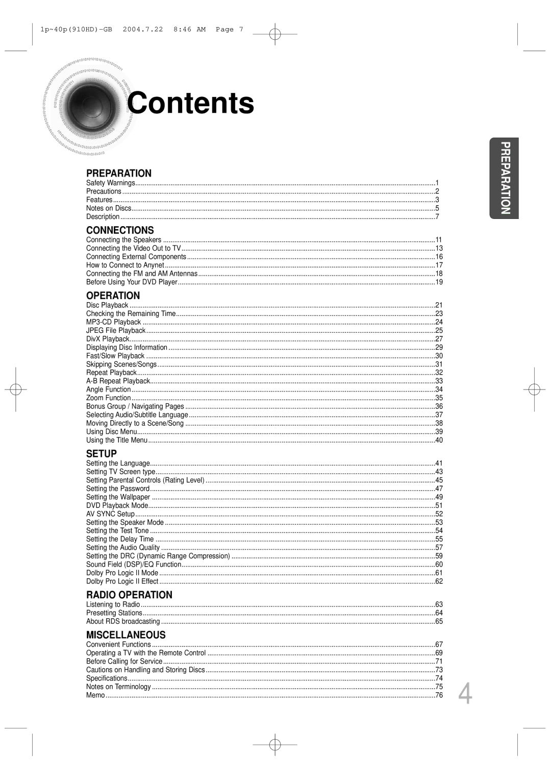 Samsung HT-910HDRH/XFO, HT-910HDRH/EDC manual Contents 