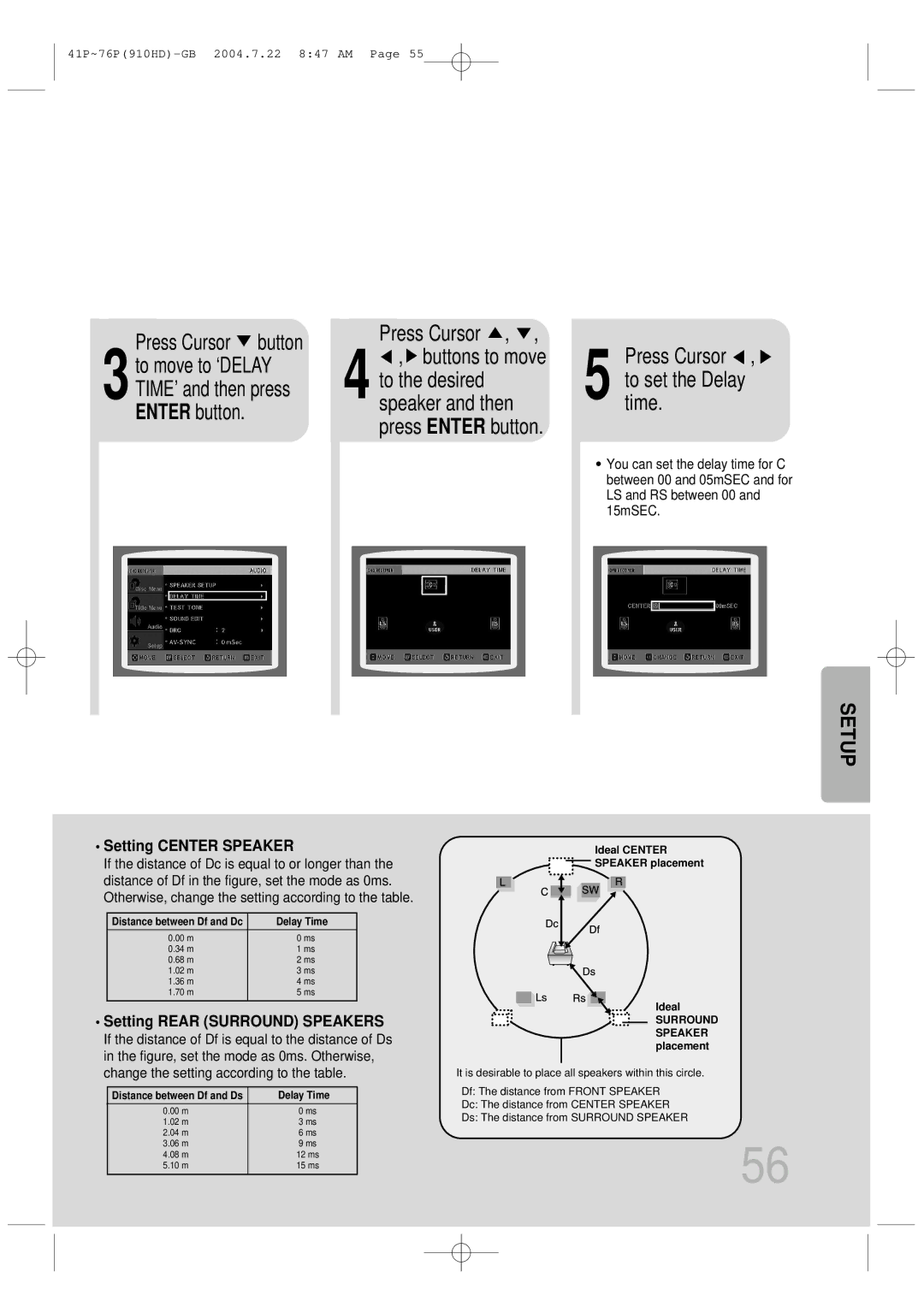 Samsung HT-910HDRH/XFO, HT-910HDRH/EDC manual 3to move to ‘DELAY TIME’ and then press Enter button 