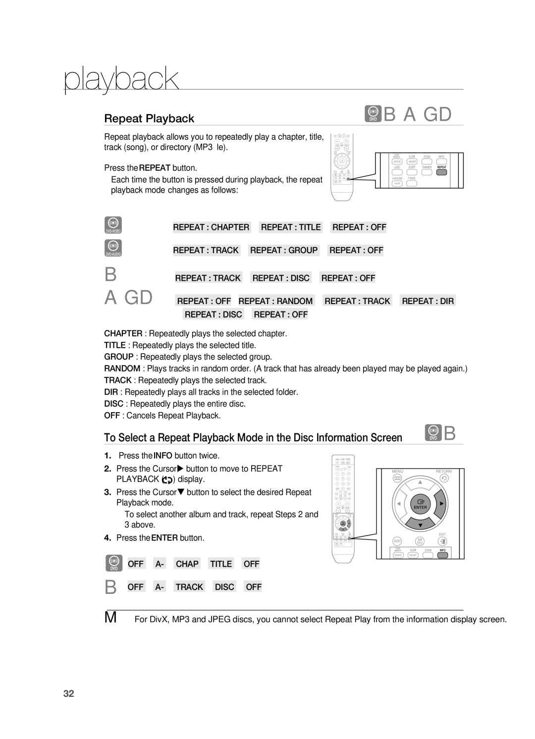 Samsung HT-A100 user manual Agd, Repeat Playback 