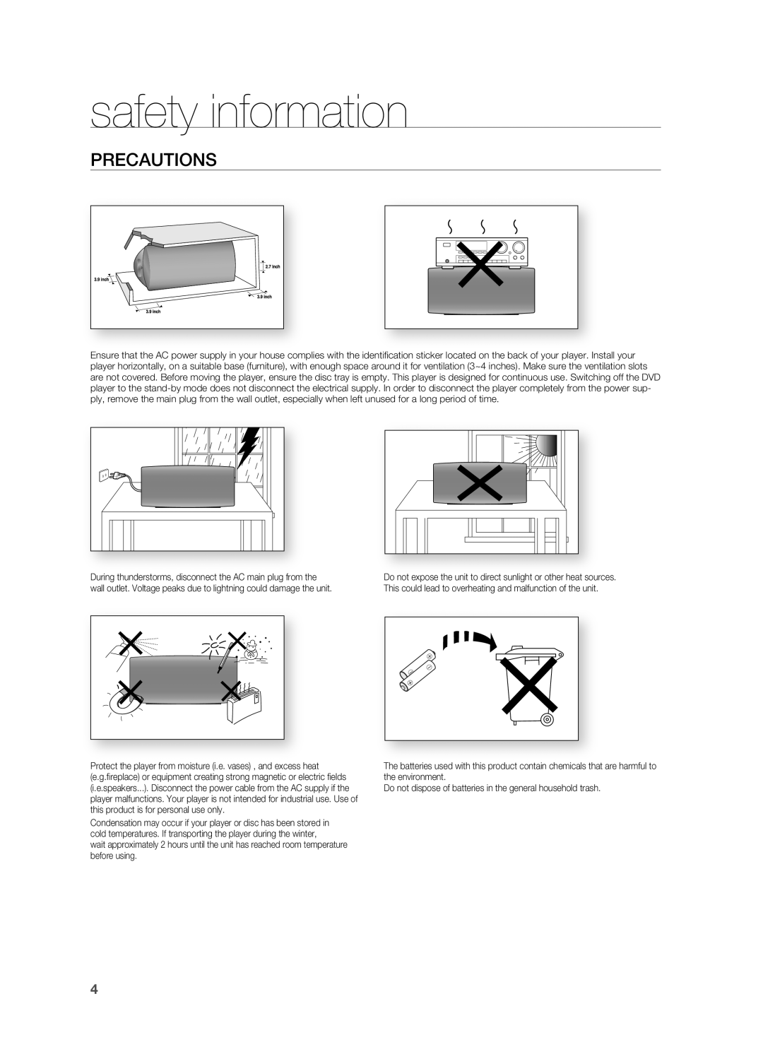 Samsung HT-A100 user manual PrECAUTIONS 