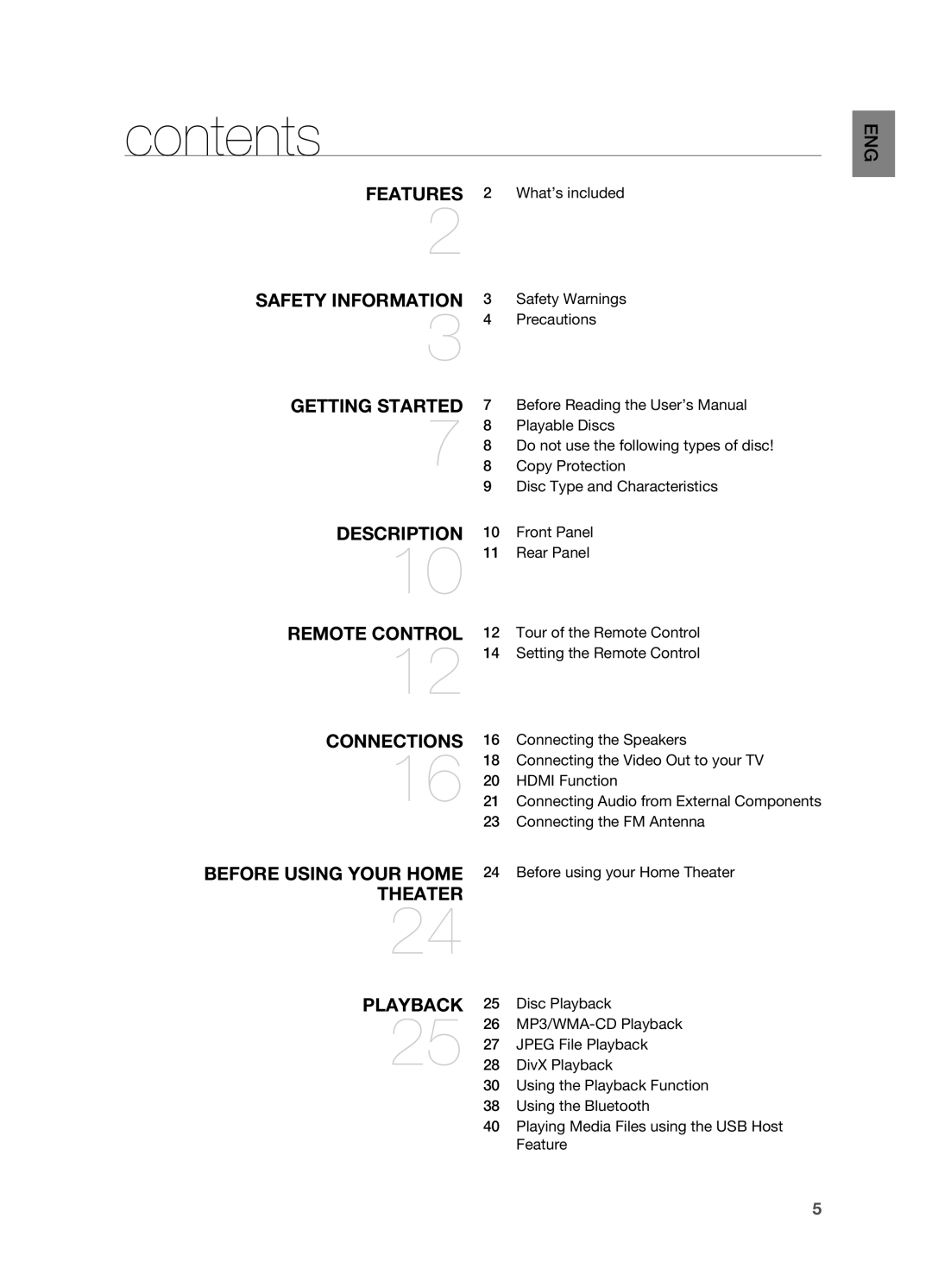 Samsung HT-A100 user manual Contents 