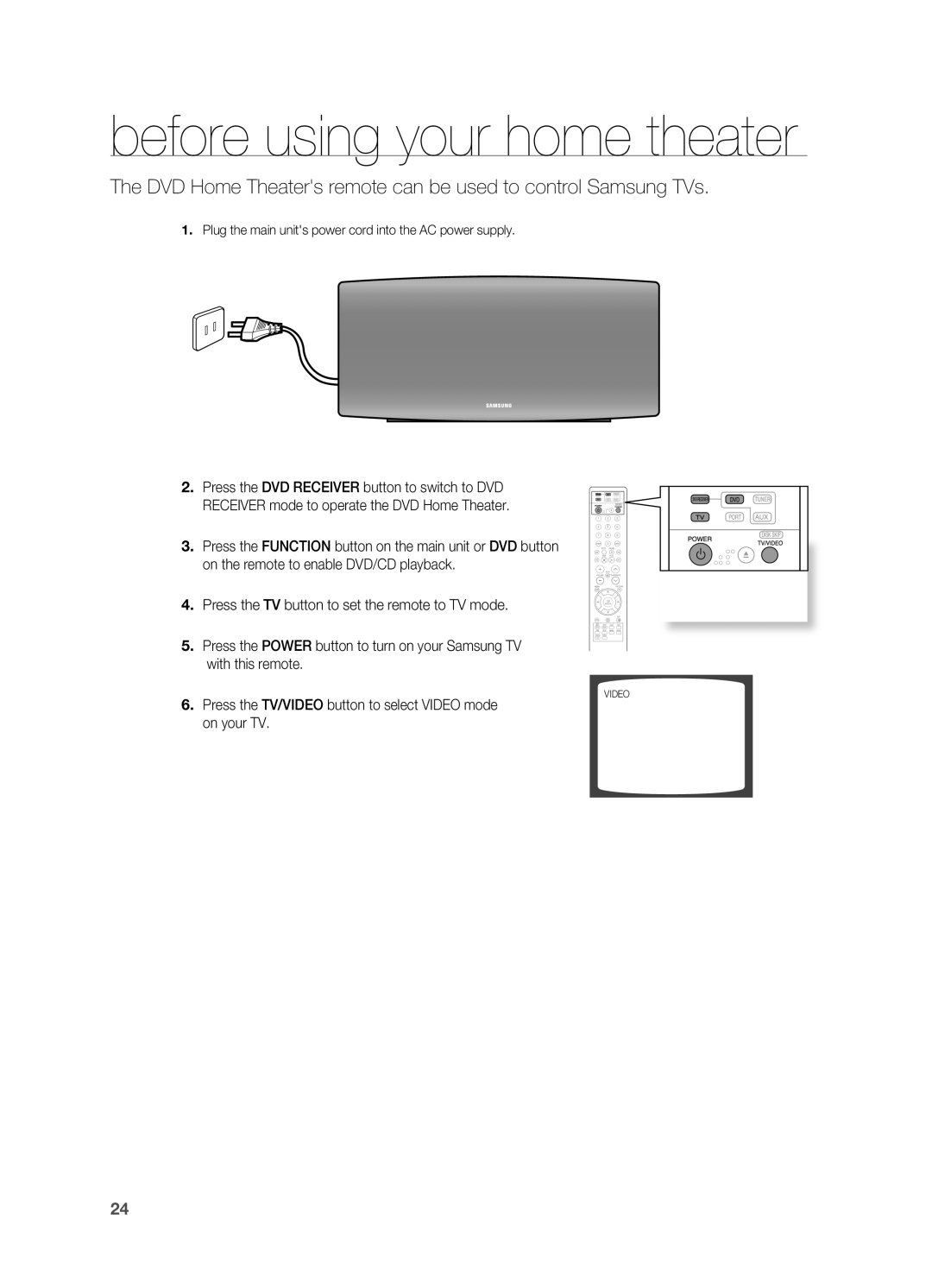 Samsung HT-A100 user manual before using your home theater 